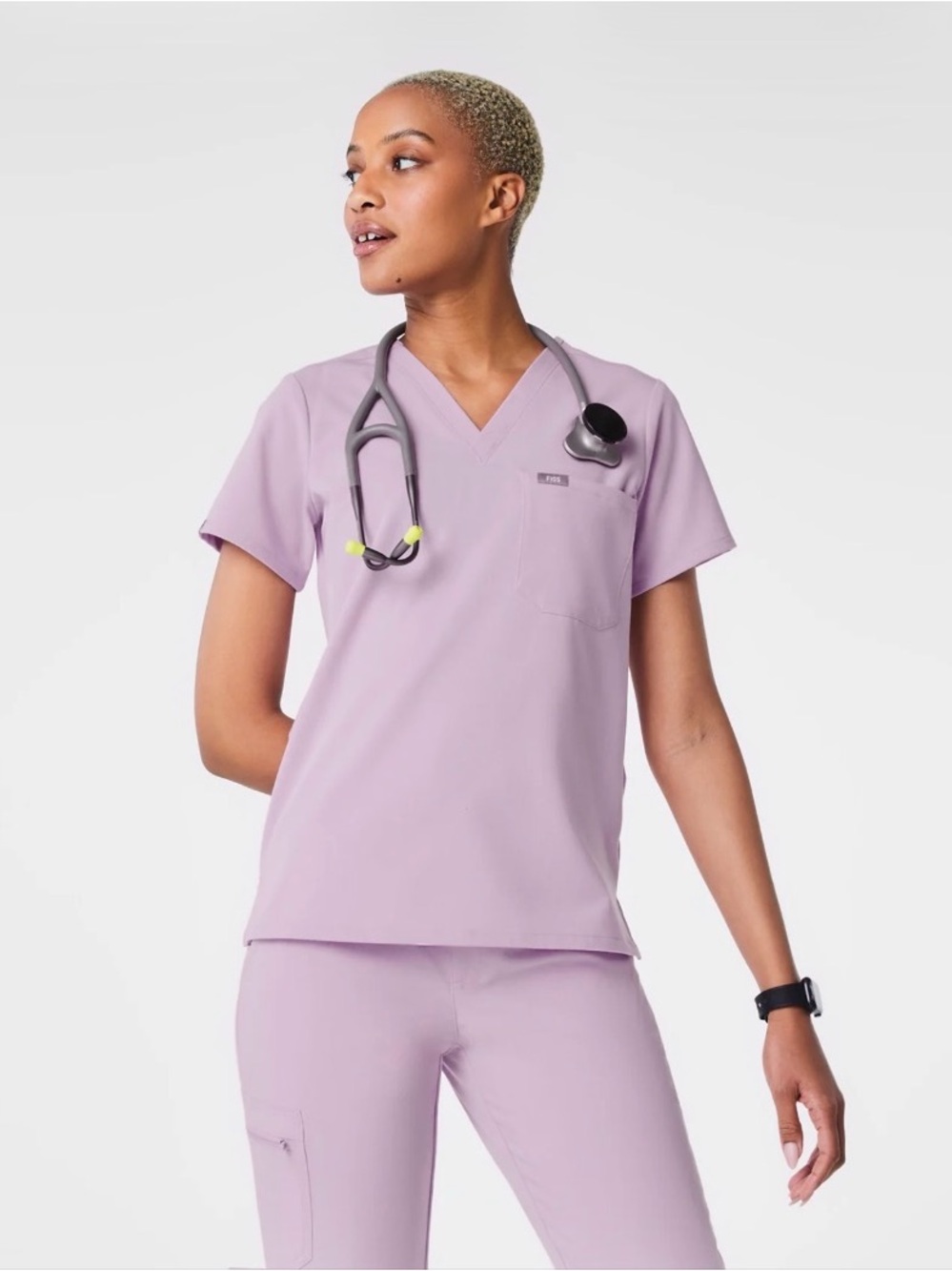 Figs Lavender V-Neck Scrub Top and Pants Set